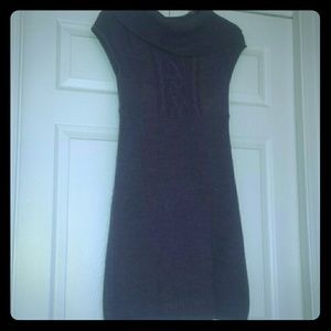 Cowl neck sweater dress with cable knit detail